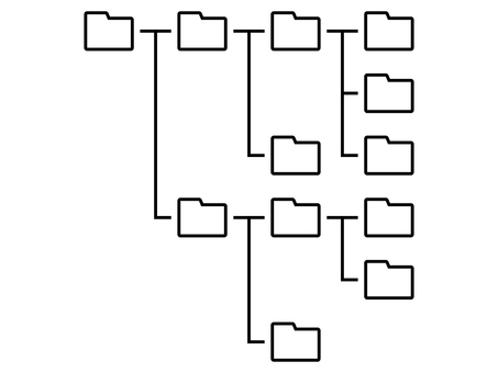 フォルダ階層構造 フォルダ,ファイル,階層,データ,保存,管理,整理,資料,保管,場所のイラスト素材