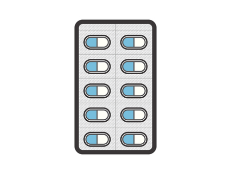 薬（カプセル・シート１枚）01 薬,カプセル,ブリスターパック,ptpシート,薬局,病院,病気,治療,アイコン,マークのイラスト素材