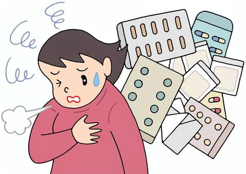 Illustration, multi-drug mass prescription, take more, overdose, 