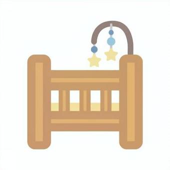 ベビーベッドのイラストアイコン素材 ベビーベッド,ベッド,木製,モビール,家具,赤ちゃん,ベビー,子育て,子供,育児のイラスト素材