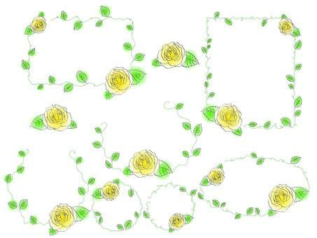 黄色い薔薇フレーム 黄薔薇,フレーム,メッセージ,カード,薔薇,記念日,誕生日,父の日,お祝い,セットのイラスト素材