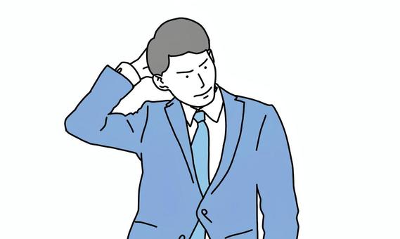 不由自主地把手放在頭上輕輕抓撓上班族, JPG 和 PNG 不由自主地把手放在頭上輕輕抓撓上班族, , JPG 和 PNG