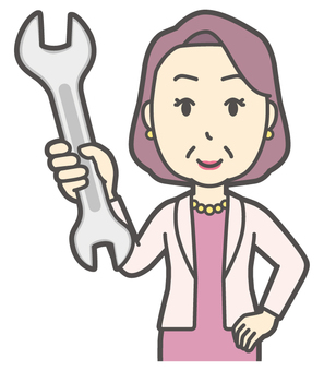  お金持ちマダム-077-バスト おばさん,工具,スパナ,中年,女性,富裕層,マダム,裕福,お金持ち,ミセスのイラスト素材