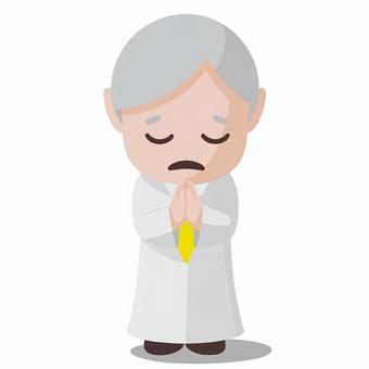 祈祷する医師 医師,祈祷,祈る,手,合わせる,白衣,医療,病院,信仰,願いのイラスト素材