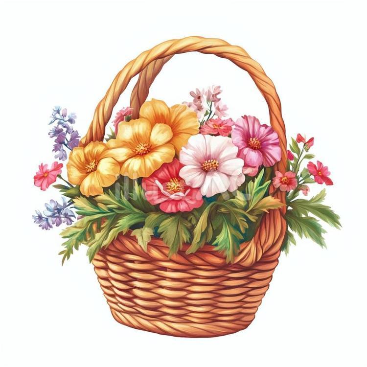 花と籠 花,籠,春のイラスト素材