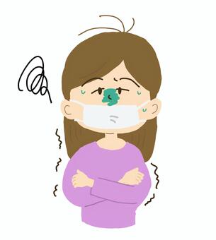 体調不良の女性は今すぐ寝たい 人物,ベクター,大人,女性,風邪,ウイルス,病気,主婦,ネット,snsのイラスト素材