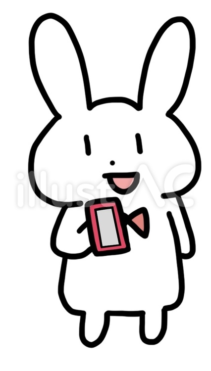 スマホの画面を見せるうさぎ スマホ,スマートフォン,うさぎのイラスト素材