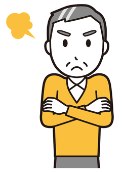 ニット中年男性(黄)-223-バスト  ニット中年男性(黄)-223-バスト 怒る,おじさん,男性,中年,お父さん,パパ,シニア,ミドルエイジ,人物,かわいいのイラスト素材