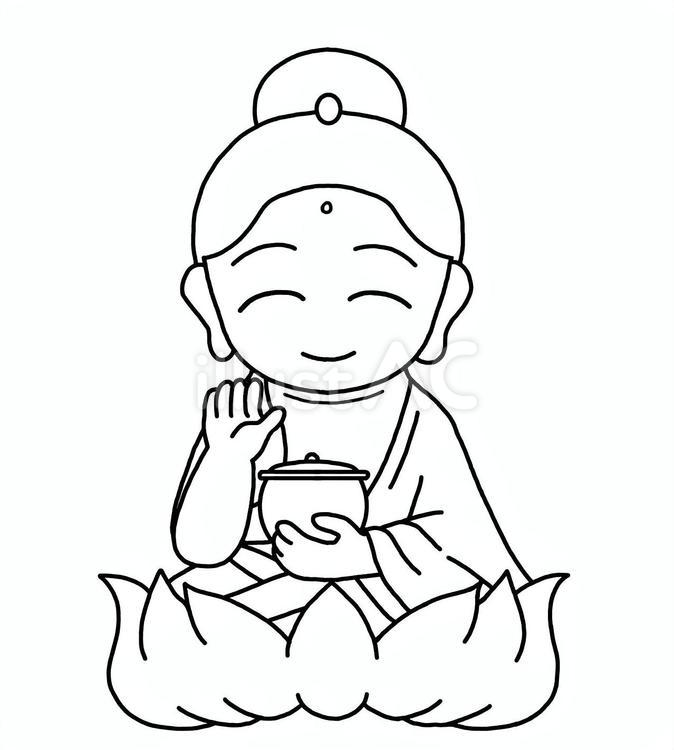 薬師如来　笑顔　ぬりえ 薬師如来,仏教,ぬりえのイラスト素材