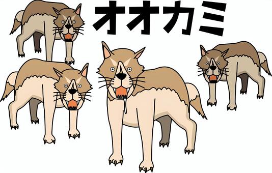 狼複数　 狼,複数,群れ,獣,威嚇,動物,猛獣,狂暴,狩り,デフォルメのイラスト素材