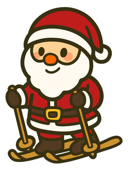 クリスマスサンタクロース　スキー サンタクロース,サンタ,スキー,クリスマス,１２月,冬,クリスマスイラスト,イベント,手書き,手描きのイラスト素材
