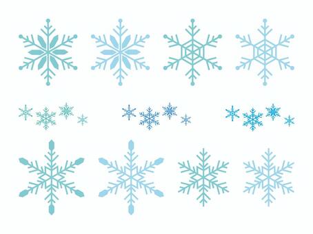 POP挿絵　雪の結晶のセット 雪,結晶,冬,六花,初雪,氷,キラキラ,透明感,ロマンチック,クリスタルのイラスト素材