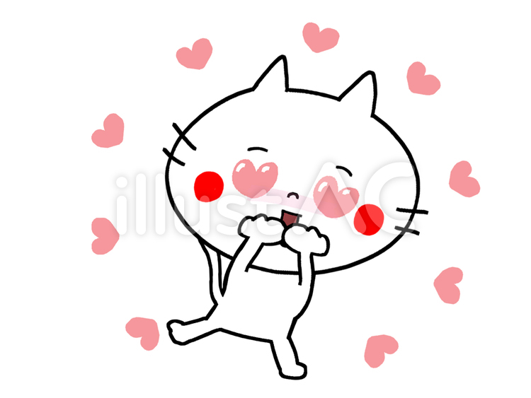 ハートでいっぱいの猫 猫,ハート,恋のイラスト素材