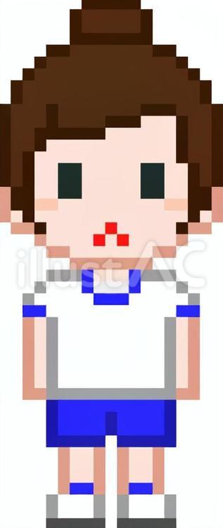 ドット絵の青の体操服の女性です。 ドット絵,体操服,女性のイラスト素材