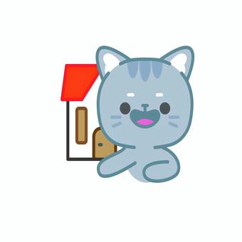 イラスト0107 猫,ネコ,家,ハウス,ホーム,かわいい,キャラクター,スマイル,暮らし,イラストのイラスト素材