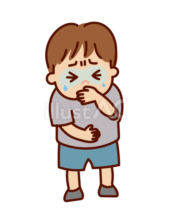 腹痛と吐き気のある子供 腹痛,吐き気,気持ち悪いのイラスト素材