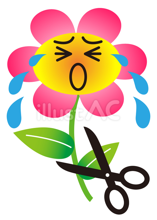 花の茎を切ろうとするハサミ 花,切る,ハサミのイラスト素材