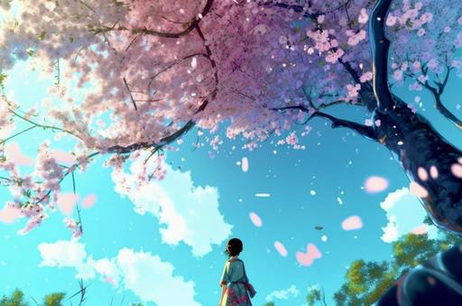 ファンタジーの女の子が見る桜のイラスト ファンタジーの女の子が見る桜のイラスト 桜,お花見,女の子のイラスト素材