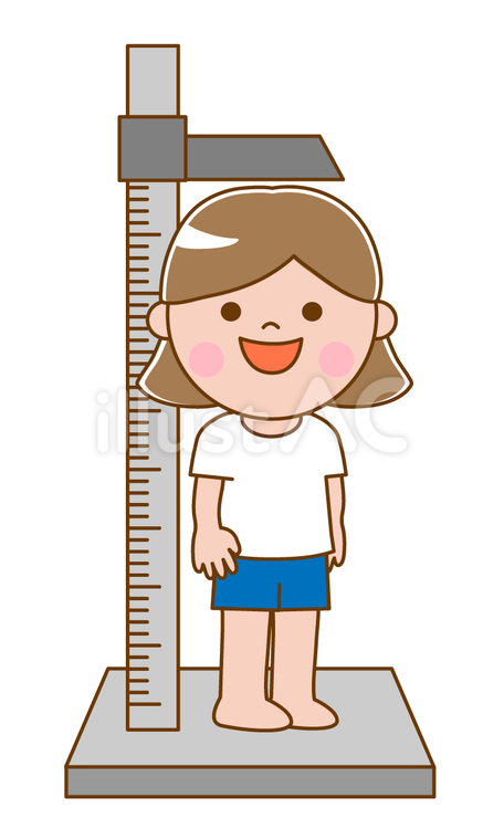 身体測定　　子ども　女の子 身体測定,健康診断,身長のイラスト素材