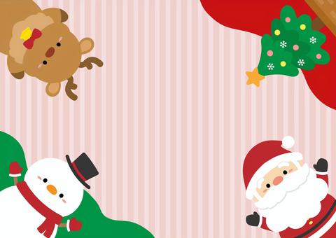 クリスマスのかわいいフレーム03 クリスマス,背景,フレーム,サンタクロース,かわいい,手描き,サンタ,枠,飾り枠,雪だるまのイラスト素材