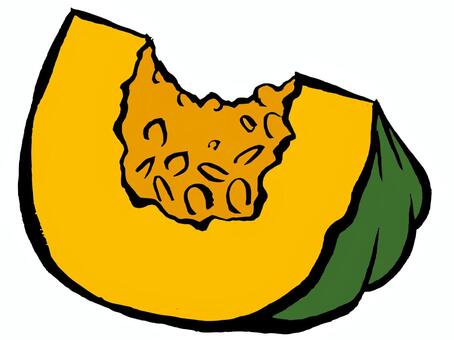 カボチャ　四分の一 かぼちゃ,南瓜,パンプキン,食材,野菜,秋,手描き,筆ペンのイラスト素材
