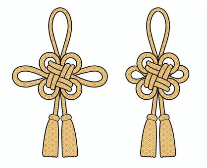 えんぎもの結び紐　黒線金色 装飾,縁起,結び紐,金,吉祥結び,菊結び,神社仏閣,着物,和のイラスト素材