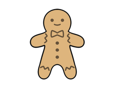 ジンジャーブレッドマンクッキーのイラスト ジンジャーブレッドマン,クリスマス,食べ物,お菓子,クッキー,顔のイラスト素材