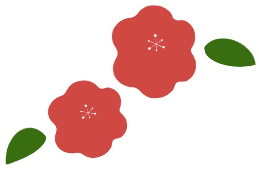 椿・梅・花・春 椿,梅,花,和風,和柄,葉っぱ,植物,素材,パーツ,春のイラスト素材
