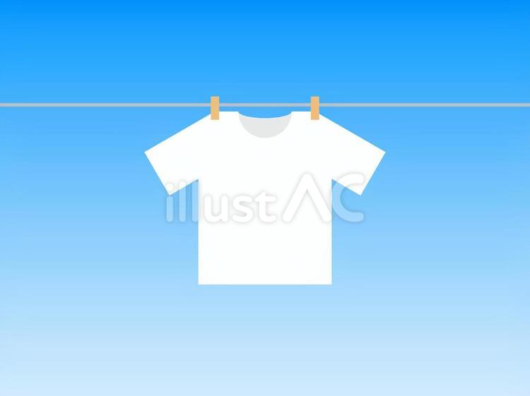 晴れの日に干されたTシャツ・洗濯物 tシャツ,ファッション,物干しのイラスト素材