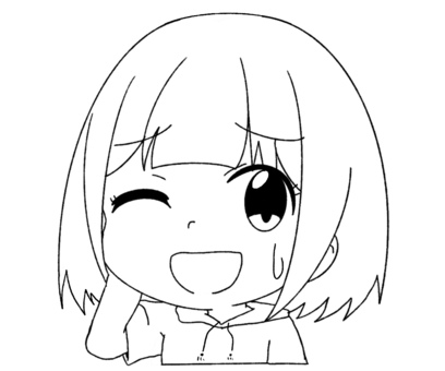 害羞的女孩(畫線), JPG 和 PNG 害羞的女孩(畫線), 怕羞, 女孩, 笑臉, JPG 和 PNG