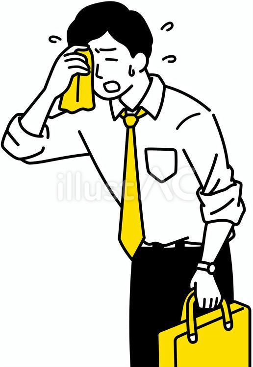 汗を拭くサラリーマン　暑そうな男性 男性,暑い,汗のイラスト素材
