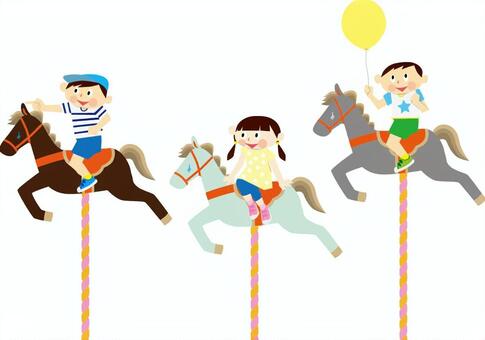  2026　メリーゴーラウンド　午年  メリーゴーラウンド,回転木馬,子ども,うま年,年賀状,元旦,楽しい,嬉しい,可愛い,ご挨拶のイラスト素材