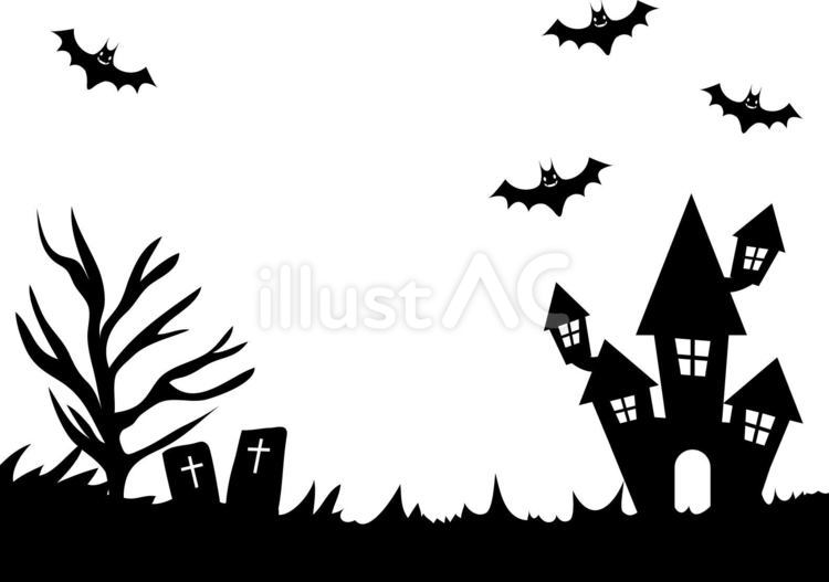 ハロウィン用　背景　影絵風 ハロウィン,影絵,シルエットのイラスト素材