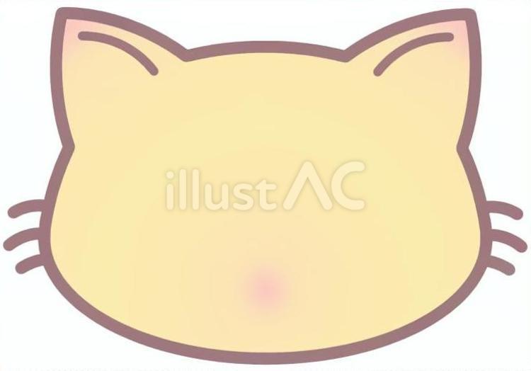 猫顔型メモフレームニャー　黄色 猫,メモ,メモ枠のイラスト素材