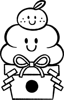 お正月らしい鏡餅のイラスト・1色