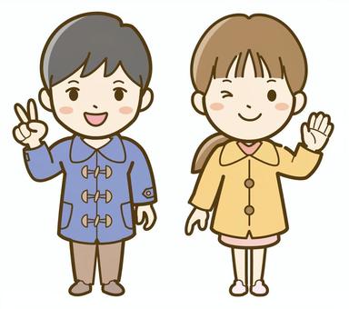 冬着の男の子・女の子02_25 子供,子ども,こども,人物,人,小学生,男の子,女の子,男子,女子のイラスト素材