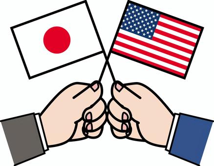 国旗持つ-アメリカ 国旗,持つ,手,日本,アメリカ,国際,外国,外交,友好のイラスト素材