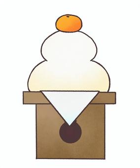 鏡餅 鏡餅,もち,みかん,お正月,正月準備のイラスト素材