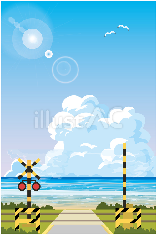 海が見える夏の背景 夏,夏季,海のイラスト素材