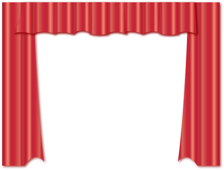 深紅の幕 幕,深紅,フレーム,飾り,赤,布,ひだ,舞台,背景,素材のイラスト素材