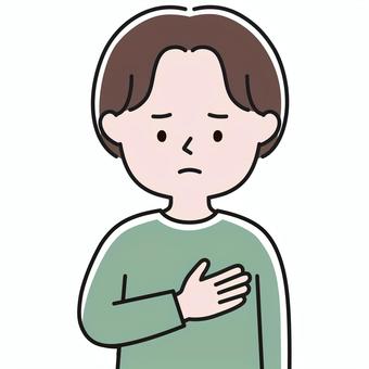 乳癌を疑う 上半身 胸-影 CEM 男性乳がん,乳がん,希少がん,乳がん検診,brca2,遺伝性乳がん,しこり,悪性,乳腺,ピンクリボンのイラスト素材