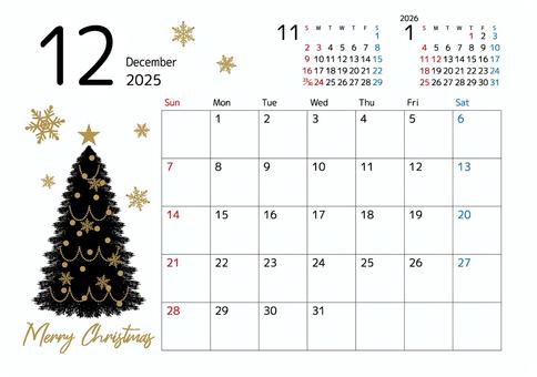 2025年12月カレンダー 1 カレンダー,12月,2025,スケジュール,月間,前月,次月,余白,シンプル,イラストのイラスト素材