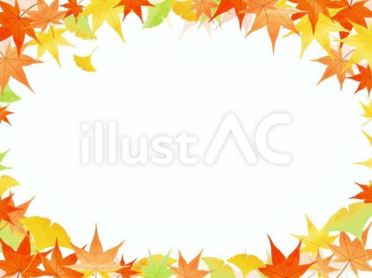 【秋・背景・枠】紅葉・もみじ・イチョウ　 秋,和,水彩のイラスト素材