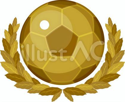 ゴールドの月桂樹の葉とサッカーボール