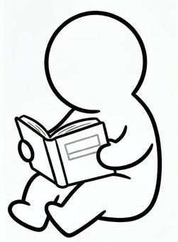 読書する棒人間 棒人間,人,シルエット,人間,読書,読む,本のイラスト素材