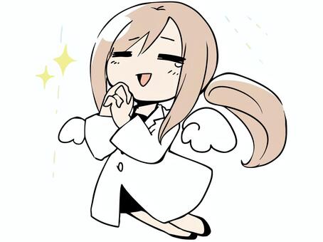白衣を着た女性　天にも昇る気持ち 女性,白衣,女医,先生,昇天,ありがたや,キラキラ,感謝,後光,涙のイラスト素材