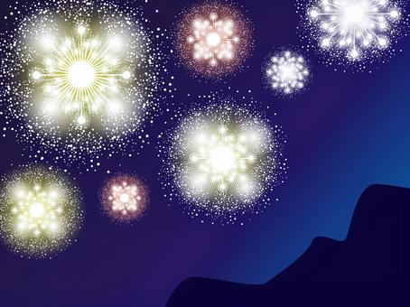 Illustration, summer, fireworks, night sky, 