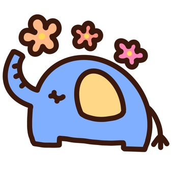 お花ぞうさん 花,象,シャワー,ゆるふわ,動物のイラスト素材