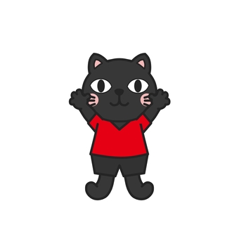 赤いスポーツウエアを着て万歳するクロネコ スポーツウエア,運動着,クロネコ,赤,部活,クラブ活動,スポーツ,スポーツ観戦,スポーツジム,ランニングウェアのイラスト素材
