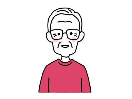 高齢男性 手描き,png,バストアップ,人物,人間,男性,大人,成人男性,父,お父さんのイラスト素材